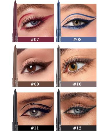 Eyeliner pencil set gel eyeliners | 12 waterproof eye colors professional gel pens stain-proof makeup cosmetic set - Buy Online on GoSupps.com