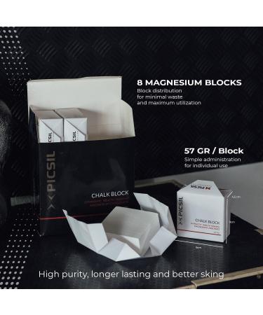 Picsil Magnesium Gym Chalk 8 Blocks 57g | Perfect for Climbing Cross Training Pole Dance Weightlifting & More - Welding-Resistant Magnesium Carbonate - Buy Online on GoSupps.com