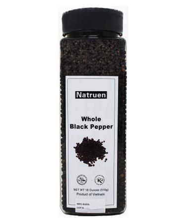 Natruen Whole Black Pepper 18 Ounces, Black Peppercorns, All Natural, Non-GMO, Vegan, Gluten Free, Kosher, and Halal Whole 1.125 Pound (Pack of 1)