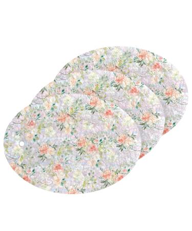 3-Pack Cleaning Kitchen Sponges Oval Pink and White Roses Kitchen Cellulose Dishwashing Wood Pulp Cotton