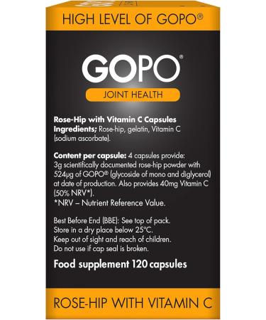 GOPO Joint Health 120 Capsules - Rose-Hip & Vitamin C - Supports Healthy & Flexible Joints - 120 Count - Buy Online on GoSupps.com