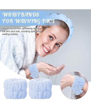 Jspupifip Spa Headband Set with Washband, Scrunchies, Cuffs for Face Washing - Makeup and Hair Accessory for Women and Girls (4 Blue) - Buy Online on GoSupps.com