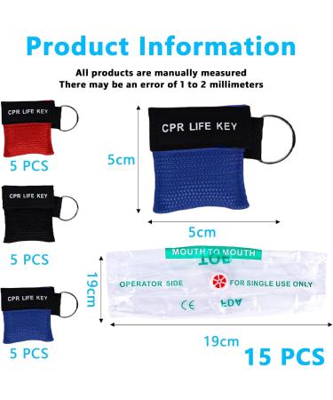 Molbory Ventilation Mask - 15 Pack with Carabiner & Check Valve | Essential Training Breath Barrier Pocket Masks | International Shipping Available - Buy Online on GoSupps.com
