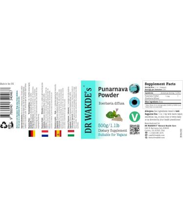 DR WAKDE's Punarnava Powder (Boerhavia diffusa) 500g (1.1lb) | 100% Pure Raw & Dried Herbal Supplement | Ayurvedic Detox Herb for Wellness | Vegan & Additive-Free - Buy Online on GoSupps.com