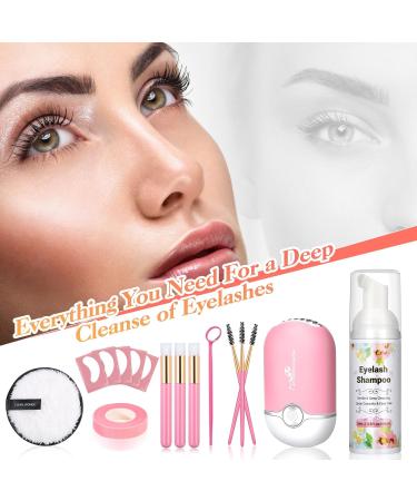 Lezmarket Lash Shampoo for Extensions | Gentle Foam Cleanser & Eyelash Fan Dryer | Perfect Lash Extension Kit for Beginners - Buy Online on GoSupps.com