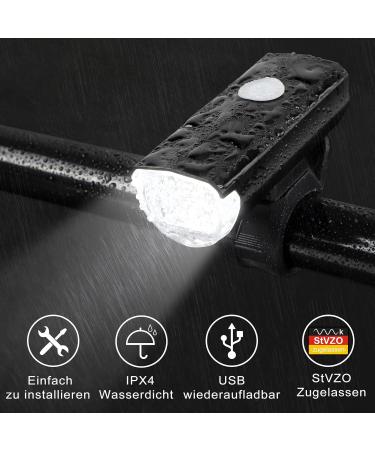 Buy USB Rechargeable Bicycle Lights - StVZO Approved Front Lamp IPX4 Waterproof 2 Modes - Perfect for Kids & Adults - Buy Online on GoSupps.com