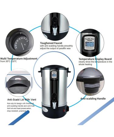 Jiangss 12L Candle Wax Melting Tent - Professional Electric Paraffin Wax Heater for Candle Production Stainless Steel Soy Wax Melt Tank - Buy Online on GoSupps.com