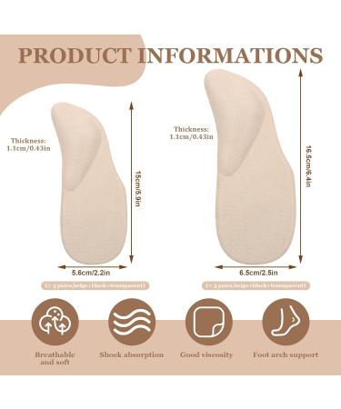ZYNERY 6 Pairs Gel Arch Support Inserts for Plantar Fasciitis - Perfect for Flat Feet Sports & Sandals - Unisex Foot Arch Supports - Buy Online on GoSupps.com