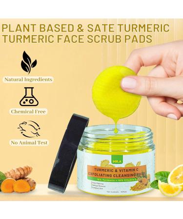 80pcs Turmeric Cleansing Pads for Face - Exfoliating Vitamin C & B5 Infused Makeup Remover & Scrub Wipes - Buy Online on GoSupps.com