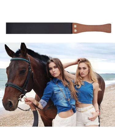 IWELAI Riding Crop for Horses, Leather Paddle Equestrianism Riding Crops with Anti-Slip Wooden Handle, 19 inch Black Super Durable Equestrian Crops