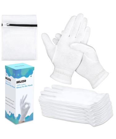 20 Pcs Moisturizing Gloves for Dry Hands Overnight  Selizo 10 Pairs White Cotton Gloves for Women Eczema  Hand Moisturizer Sleeping Spa Gloves for Dry Hands Eczema