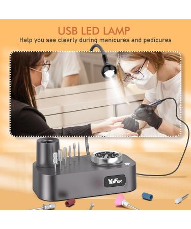 Yafex 11-in-1 Nail Milling Mills - 35000 RPM Electric Nail Cutter & Manicure Set with LED Lamp for Gelnails - Professional Pedicure & Nail File in Gray - Buy Online on GoSupps.com