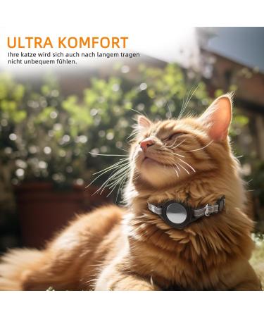 Reflective GPS Cat Neck Band with Apple AirTag Holder | Adjustable & Safe for Cats Kittens & Small Dogs - Black - Buy Online on GoSupps.com