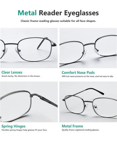 Shop Eyekepper Metal Frame Reading Glasses - 4 Pack Multi-Colored +4.00 with Spring Hinge - Stylish & Comfortable - Buy Online on GoSupps.com