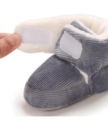 Spring Baby Winter Warm Fleece Bootie - Non-Slip Soft Sole Shoes for Boys & Girls 0-18 Months (Grey) - Buy Online on GoSupps.com