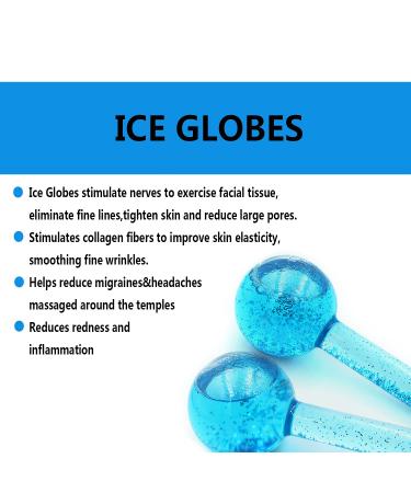 Quartz Glass Ice Roller 2Pcs Set for Hot Cold Therapy Skin Care - Reusable Ice Globes for Neck and Facial Massager - Reduces Redness and Inflammation - Promotes Blood Circulation - Blue - Buy Online on GoSupps.com