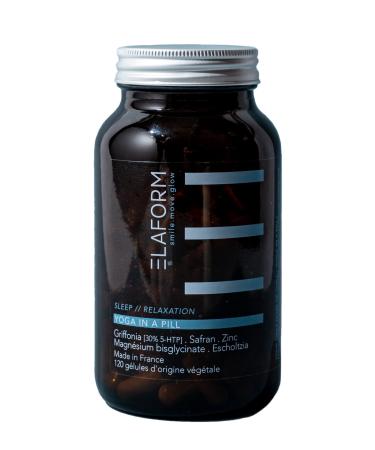 Dietary Supplement - Relaxation and Stress Resistance - Magnesium & Vitamin B6-120 Relaxation Capsules - Made in France - Yoga in a Pill - Elaform