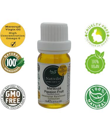 Nativilis Virgin Maracuja Passion Fruit Oil - (Passiflora Edulis) - Amazonian Rainforest Collection High Concentration Omega 6 - Sebum Regulating Properties Soothing on Skin Scalp - Copaiba Benefits - Buy Online on GoSupps.com