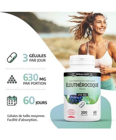 Eleutherococcus 210 mg - 200 capsules - Ecocert certified - Buy Online on GoSupps.com