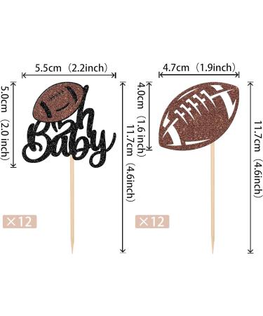 24 Pack Oh Baby American Football Cupcake Toppers Glitter Rugby Ball Oh Baby Cupcake Picks for Super Rugby Sports Theme Baby Shower Kids Birthday Party Cake Decorations Brown 1-oh Baby - Buy Online on GoSupps.com