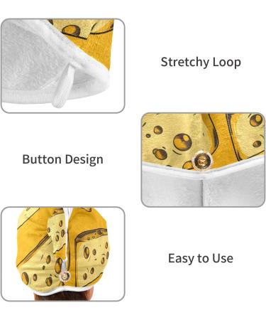 Cheese Color Pattern Hair Towels 2 Pack | Super Absorbent Quick Dry Hair Turbans for Women & Girls - Buy Online on GoSupps.com