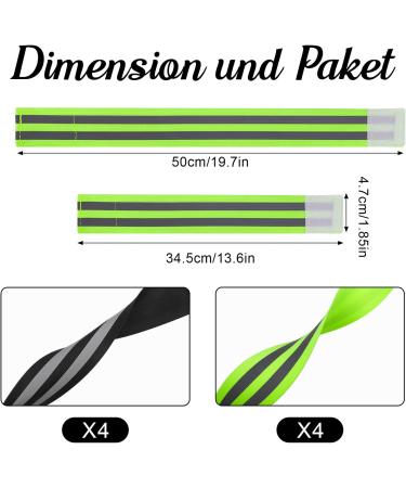 Partideal 8-Piece Reflective Ligaments Stripes Pants Clip - Elastic Reflector Straps for Cycling & Jogging - Green & Black - Buy Online on GoSupps.com