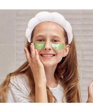 Spa Headband Sponge Puffy Makeup Headband Terry Towel Cloth Fabric Head Band for Women Girls Washing Face Makeup Removal Shower Skincare Facial Mask (White) - Buy Online on GoSupps.com