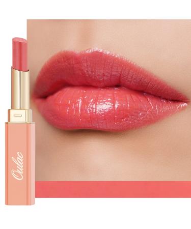 Oulac Moisturising Lipstick Coral Peach Moisture Shine Hydrating Lipstick & Tinted Lip Balm for Dry Lips Medium Coverage Lip Colour | Juicy Look Glossy Finish Vegan Cruelty-Free Deep Kiss (04)