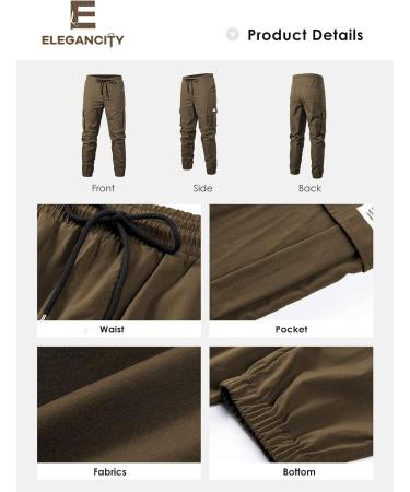 Elegancity Men's Cargo Jogger Pants with Drawstring Waist - 40, Brown - Buy Online on GoSupps.com