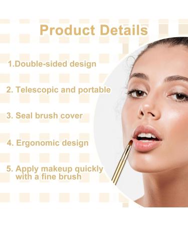 Simarro 2Pcs Retractable Lip Brush Set - Double-Ended Travel Makeup Tool for Lipstick & Lip Gloss in Gold+Black - Portable & Cover Included - Buy Online on GoSupps.com
