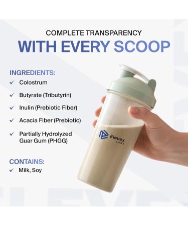 Elevex Gut Health Powder 3g Colostrum (30% IgG) + Tributyrin ( 60% Butyrate Purity) + PHGG Prebiotics Gut Lining, Gut Brain & Bloating Support BiomeCore 30 Servings (Vanilla) - Buy Online on GoSupps.com