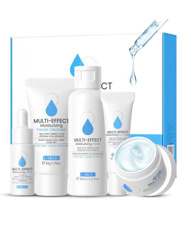 Skin Care Set Hyaluronic Acid Women Beauty Gift Sets Skin Care Kit for Women Girls Daily Moisturizer Skin Care Sets & Kits Face Care Kit Inclusde Cleanser Toner Serum Eye Cream Cream 5Pack