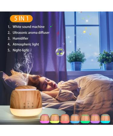 Vonokee Aromatherapy Essential Oil Diffuser White Noise Machine with 10 Soothing Sounds - Wood Grain, 7 LED Color Lights, Night Light Timer - Sleep Sound Machine for Baby & Adult - Buy Online on GoSupps.com