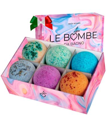 Le bomb handmade bombs the only made in Italy - 6 Bath Bombs XXL bubbling super fragrant with colored salts.Gift ideas for women mothers girls children
