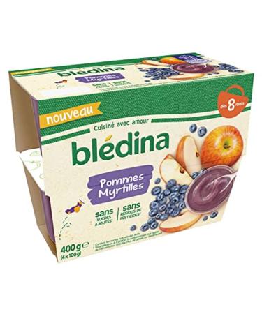Bledina - Coupelles Fruits Pommes Myrtilles - des 8 Mois - Le Pack de 4x100g