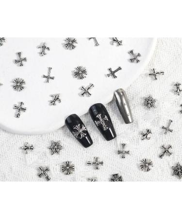 CAMLO 3D Cross Nail Charms - Chrome Silver Gothic Charm Set for DIY Nail Art - Buy Online on GoSupps.com