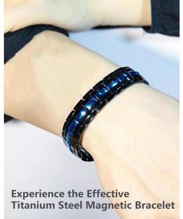 Jeracol Titanium Steel Magnetic Bracelet for Men | Double Row Ultra Strength Magnets | Adjustable Wristband | Removal Tool & Gift Box Included | Singleblue - Buy Online on GoSupps.com