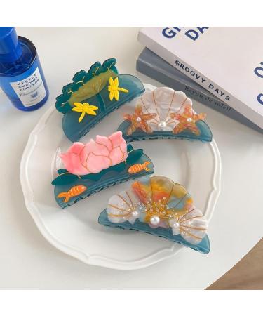 ELICNA Chic and Stylish Ocean-Inspired Acetate Hair Clips with Starfish Seashells and Tropical Motifs - Durable Fashion Accessories for Beachy Vibes - Versatile Nature-inspired Designs - Shark Clip - Buy Online on GoSupps.com