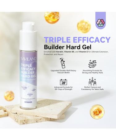 SAVILAND Clear Builder Nail Gel - 50g Thickening Strengthener with Vitamin E & B5 for Nail Repair | Hard Gel for Thin & Damaged Nails | Innovative Pressing Bottle - Buy Online on GoSupps.com