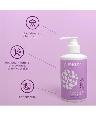 Purezero Lavender & Vitamin E Hand Soap Soothing & Hydrating Paraben-Free & Vegan Liquid Hand Wash for Bathroom or Kitchen USA-Made Cruelty-Free 10 ounces (3 Pack) 1 Count (Pack of 3) - Buy Online on GoSupps.com
