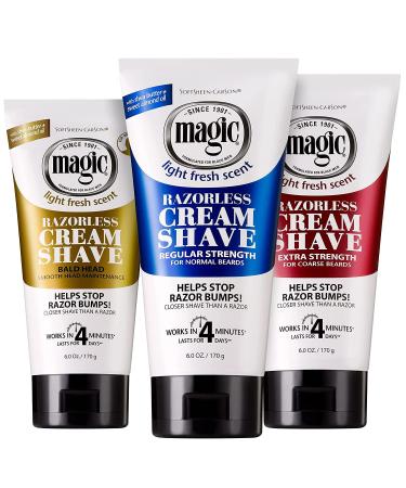 Razorless Shaving Cream for Men - Magic Hair Removal & Bald Head Maintenance Fast-Acting Depilatory Cream for Coarse & Curly Hair - 6 oz - Buy Online on GoSupps.com