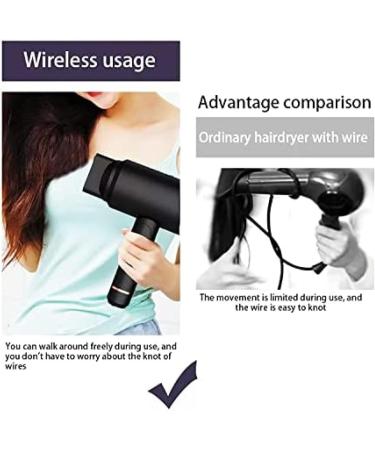 Foldable Cordless Hair Dryer Built-in 5000mAh Battery Rechargeable Blow Dryer Portable Travel Hair Dryers for Women/Kids Outdoor Camping Beaches Pleasant63 - Buy Online on GoSupps.com
