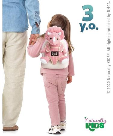 Naturally KIDS Small Dinosaur Backpack - Pink Triceratops Toy for Kids 3-5 - Buy Online on GoSupps.com