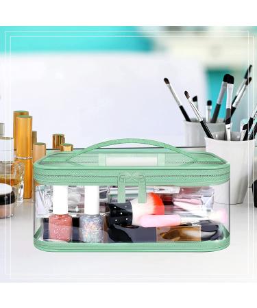 3-Piece Clear Makeup Bags Cosmetic Toiletry Travel Set for Women - Waterproof PVC Storage Pouch Organizers with Handle in Pink, Green, Black - Buy Online on GoSupps.com