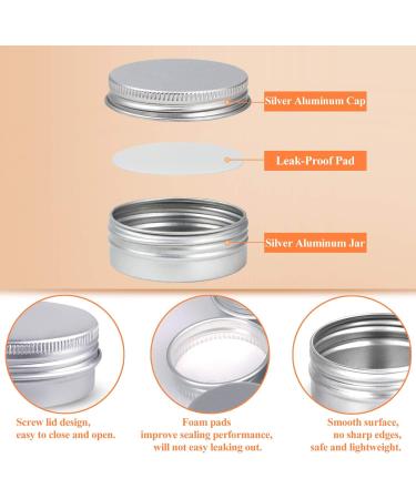 24 Pack Aluminum Empty Jars with 70 Stickers - 5ml Travel Cream Boxes for Lip Balm Lotion Cosmetics Mini Candles & Nail Art - Screw Cover (Silver) - Buy Online on GoSupps.com