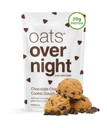 Oats Overnight - Chocolate Chip Cookie Dough - Vegan, 20g Protein, High Fiber Breakfast Shake - Gluten Free, Non GMO Oatmeal (2.6 oz per meal) (8 Pack) Chocolate Chip Cookie Dough 2.6 Ounce (Pack of 8)