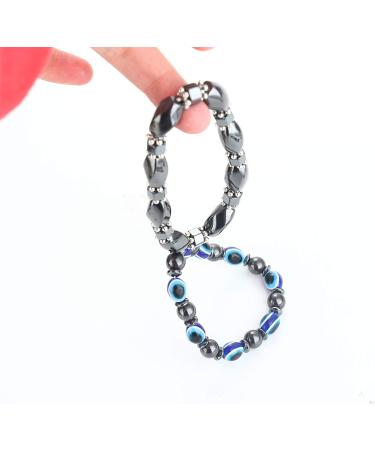CASSIECA 12 Pcs Hematite Magnetic Bracelet Set for Men and Women - Reiki Tiger Eye Rainbow Beaded Stone Bracelets - Buy Online on GoSupps.com