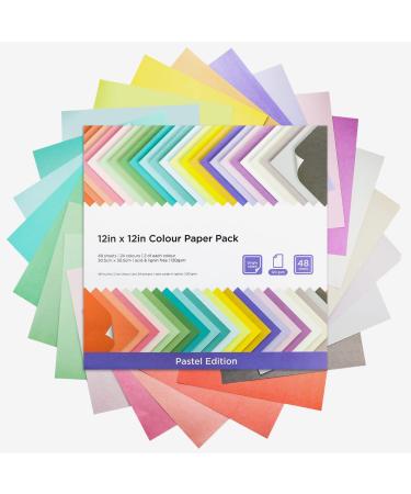 Livholic 48 Sheets Pastel Color Scrapbook Paper 12x12 Inch 24 Assorted Colored Card stock 120gsm 32lb Rainbow Paper for Cardmaking, Assorted Color Shading Projects,Origami,Kids Crafts Pastel Edition