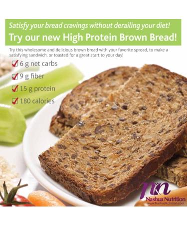 Proti-Thin High Protein Brown Bread - 15g Protein, Low Calorie, High Fiber, Low Net Carb Diet Option - KETO & Ideal Protein Compatible - 3 Slices per Serving, 7 Servings - Buy Online on GoSupps.com