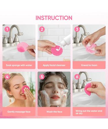HOMEXCEL 96-Count Compressed Facial Sponges - 100% Natural Cellulose Reusable Makeup Remover Pads for Daily Cleansing & Exfoliating Ideal for Home & Travel - Pink - Buy Online on GoSupps.com